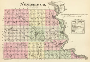 Vintage Map of Nemaha County, Nebraska 1885