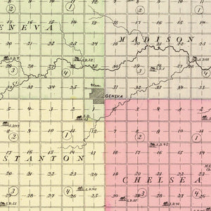 Vintage Map of Fillmore County, Nebraska 1885