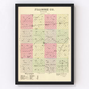 Vintage Map of Fillmore County, Nebraska 1885