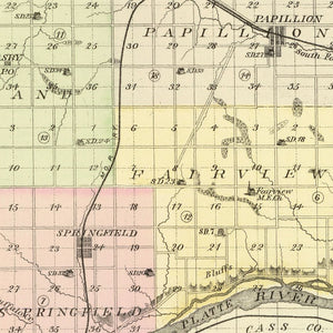 Vintage Map of Sarpy County, Nebraska 1885