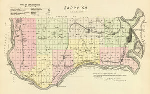 Vintage Map of Sarpy County, Nebraska 1885
