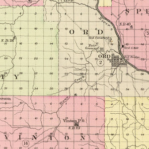 Vintage Map of Valley County, Nebraska 1885
