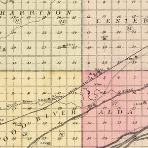 Vintage Map of Hall County, Nebraska 1885