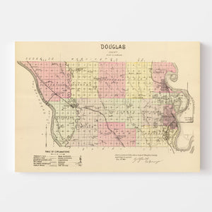 Vintage Map of Douglas County, Nebraska 1885
