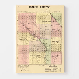 Vintage Map of Cuming County, Nebraska 1885