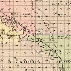 Vintage Map of Cuming County, Nebraska 1885