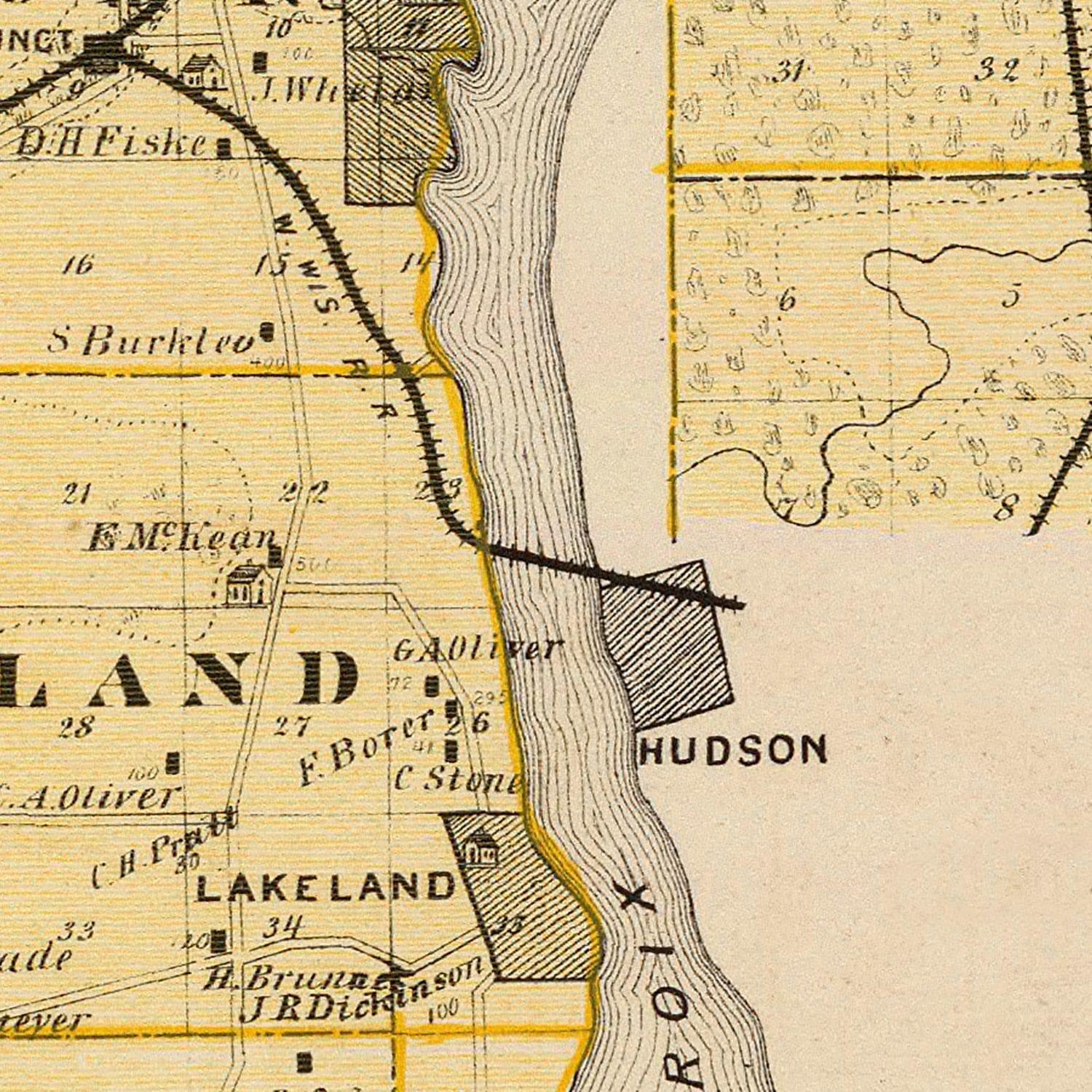 Vintage Map of Washington County, Minnesota 1874