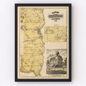 Vintage Map of Washington County, Minnesota 1874