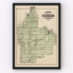Vintage Map of Dakota County, Minnesota 1874