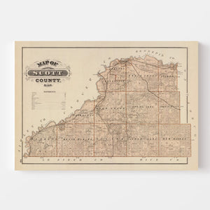 Vintage Map of Scott County, Minnesota 1874