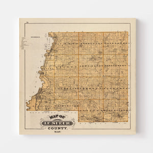 Vintage Map of Le Sueur County, Minnesota 1874