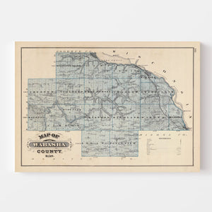 Vintage Map of Wabasha County, Minnesota 1874