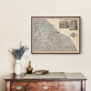 Vintage Map of Winona County, Minnesota 1874