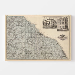 Vintage Map of Winona County, Minnesota 1874