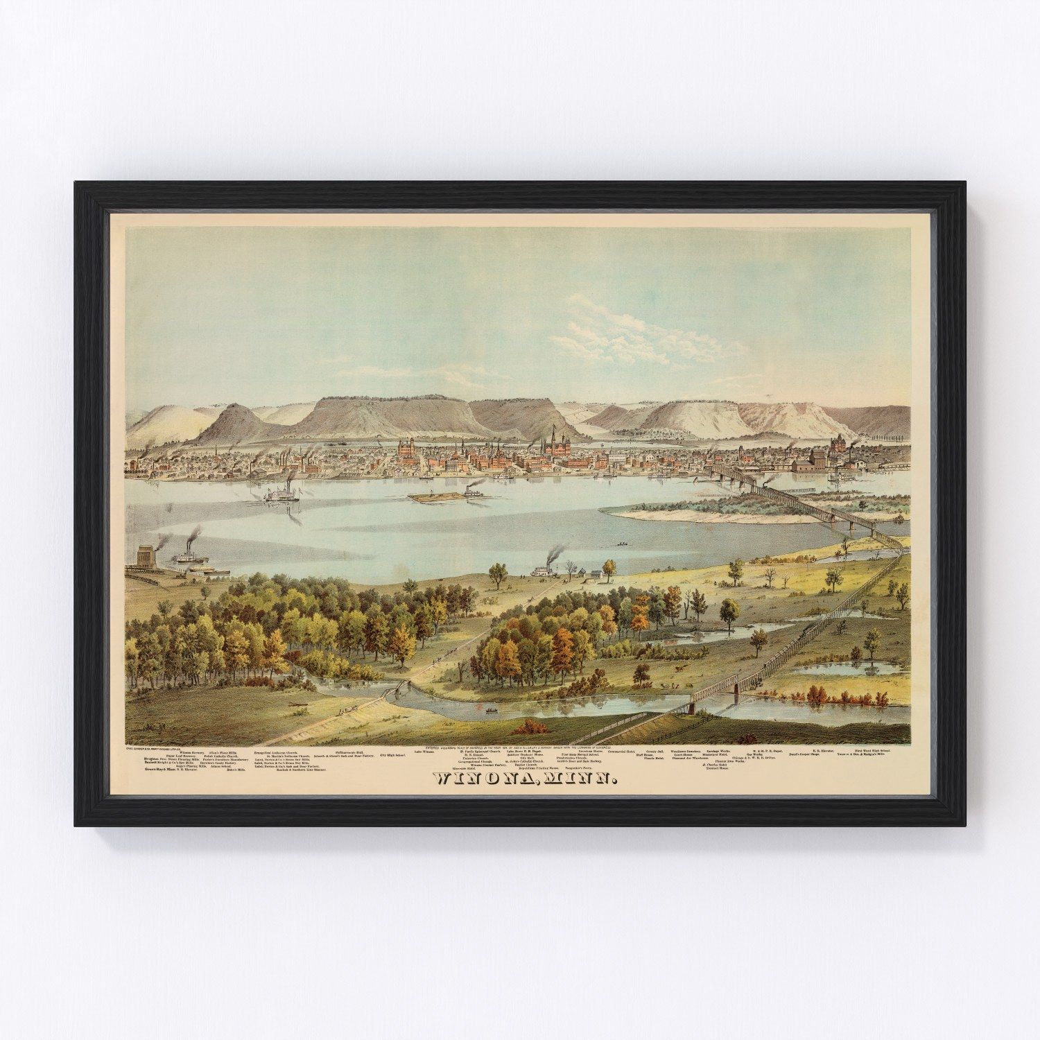 Vintage Map of Winona County, Minnesota 1874