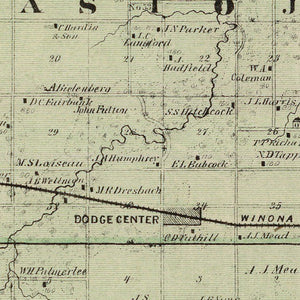 Vintage Map of Dodge County, Minnesota 1874