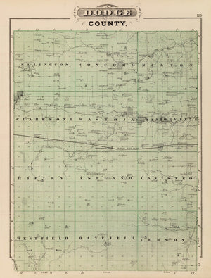 Vintage Map of Dodge County, Minnesota 1874