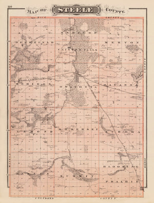 Vintage Map of Steele County, Minnesota 1874