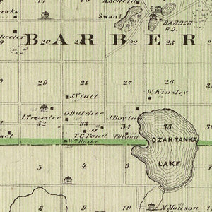 Vintage Map of Faribault County, Minnesota 1874