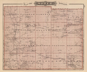 Vintage Map of Mower County, Minnesota 1874