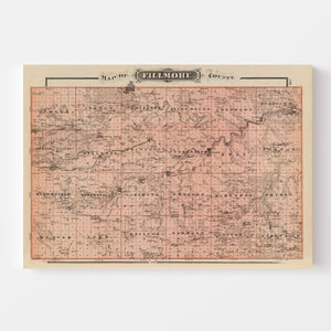 Vintage Map of Fillmore County, Minnesota 1874