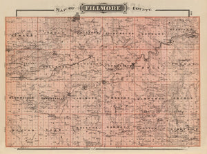Vintage Map of Fillmore County, Minnesota 1874