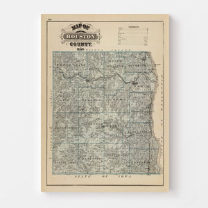 Vintage Map of Houston County, Minnesota 1874
