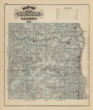Vintage Map of Houston County, Minnesota 1874