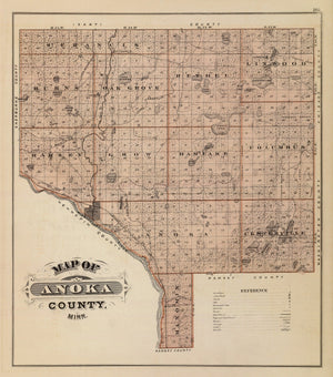 Vintage Map of Anoka County, Minnesota 1874