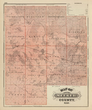 Vintage Map of Meeker County, Minnesota 1874