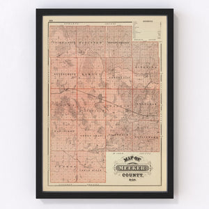 Vintage Map of Meeker County, Minnesota 1874