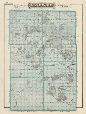 Vintage Map of Kandiyohi County, Minnesota 1874