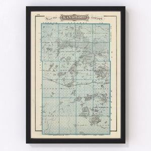 Vintage Map of Kandiyohi County, Minnesota 1874