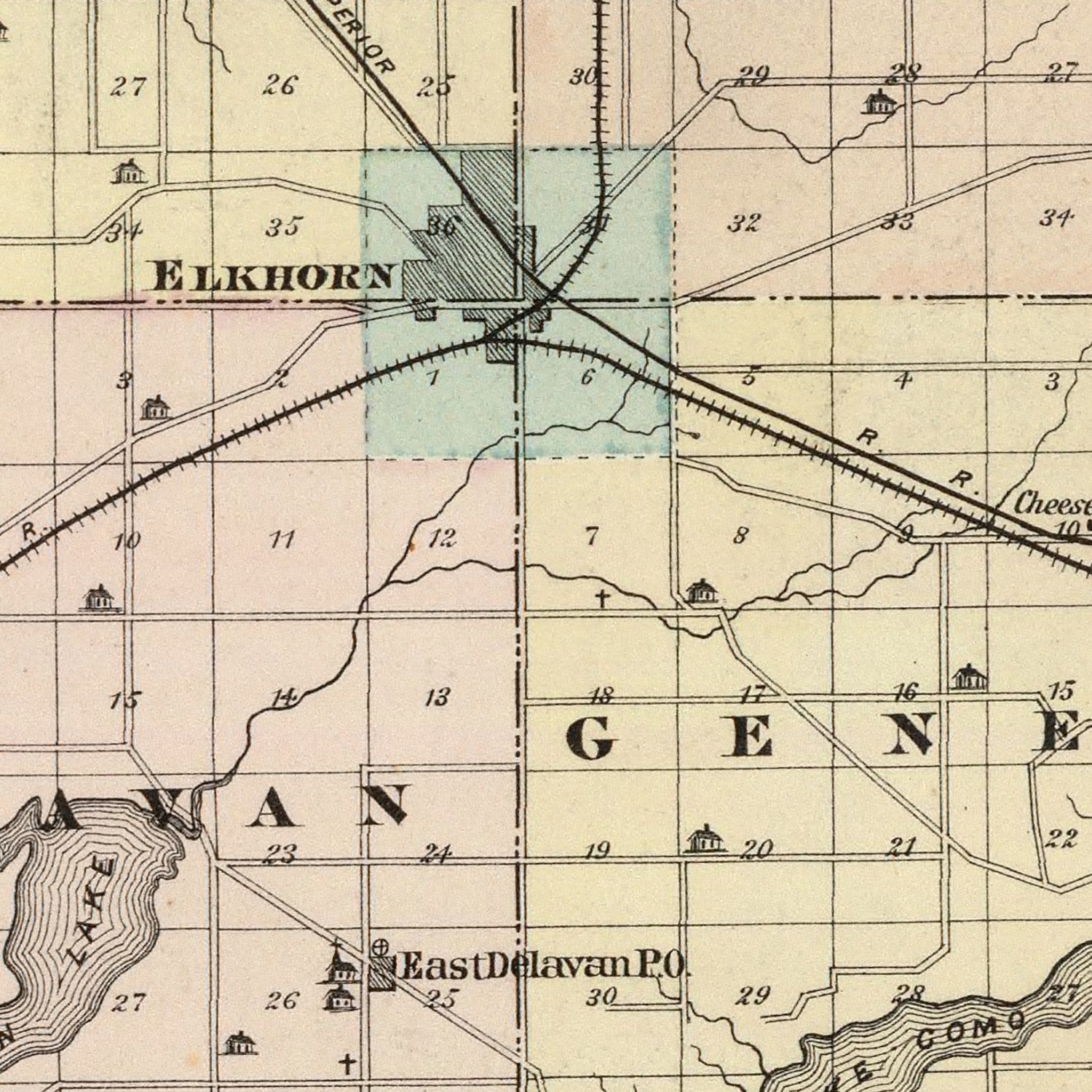 Vintage Map of Walworth County, Wisconsin 1878