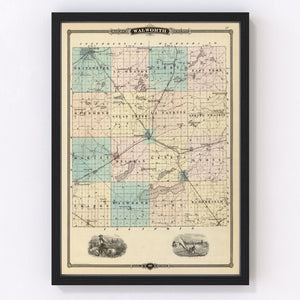 Vintage Map of Walworth County, Wisconsin 1878