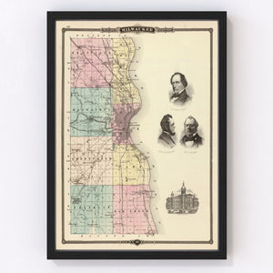 Vintage Map of Milwaukee County, Wisconsin 1878
