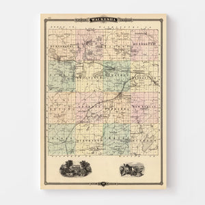 Vintage Map of Waukesha County, Wisconsin 1878