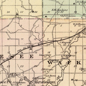 Vintage Map of Waukesha County, Wisconsin 1878