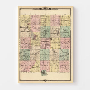 Vintage Map of Dodge County, Wisconsin 1878