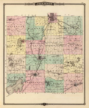 Vintage Map of Jefferson County, Wisconsin 1878