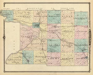 Vintage Map of Columbia County, Wisconsin 1878