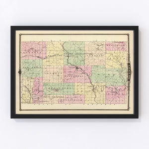 Vintage Map of Lafayette County, Wisconsin 1878