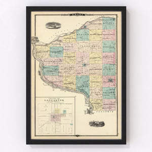 Vintage Map of Grant County, Wisconsin 1878