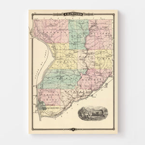 Vintage Map of Crawford County, Wisconsin 1878