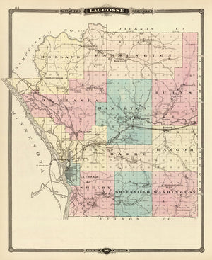 Vintage Map of Lacrosse County, Wisconsin 1878