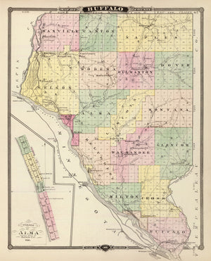 Vintage Map of Buffalo County, Wisconsin 1878