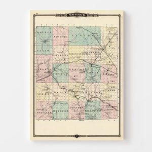 Vintage Map of Monroe County, Wisconsin 1878
