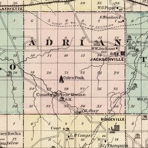 Vintage Map of Monroe County, Wisconsin 1878
