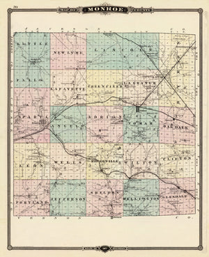 Vintage Map of Monroe County, Wisconsin 1878