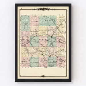 Vintage Map of Monroe County, Wisconsin 1878